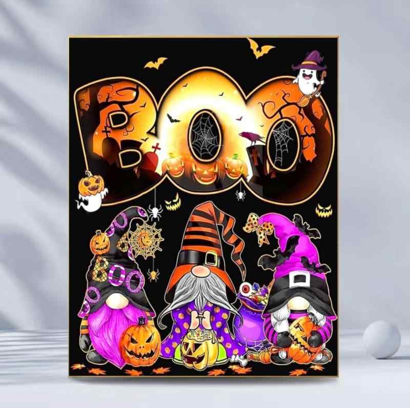 ダイヤモンドアート 大人 子供用 5D DIY ラウンドビーズ キット サンタクロース ハロウィンカボチャ 手芸 キャンバス 北欧風 リビング 寝室 室内装飾(x2)