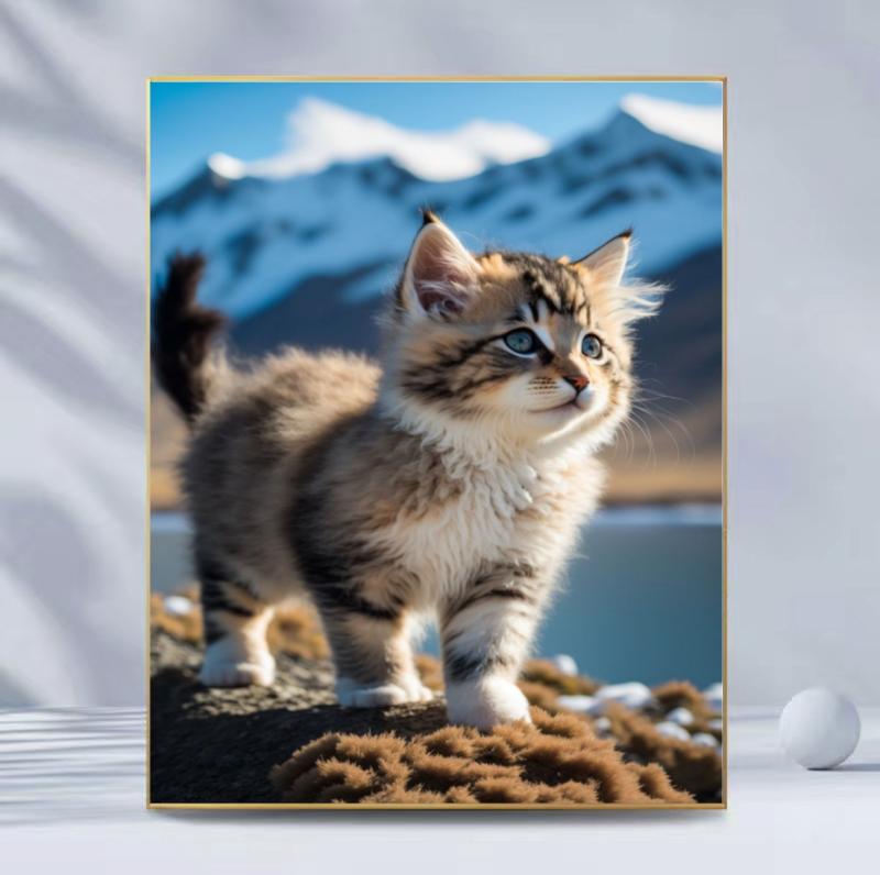 ダイヤモンドアート 大人 初心者向け かわいい 猫 花 5D 丸ビーズ フルカバー DIY 手作りキット フレー..