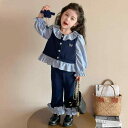 キッズ 女の子 春秋 長袖 スポーツ 切り替え コットン ソフトタッチ セットアップ フレア ロングパンツ 上下セット カジュアル 普段着 お出かけ かわいい 2点セット ブルー
