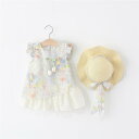 子供服 女の子 ベビー 幼児 夏 プリンセス風 ノースリーブ キャミワンピース 綿混 ポリエステル 切り替え チューリップ 小花柄 Aライン 肌に優しい