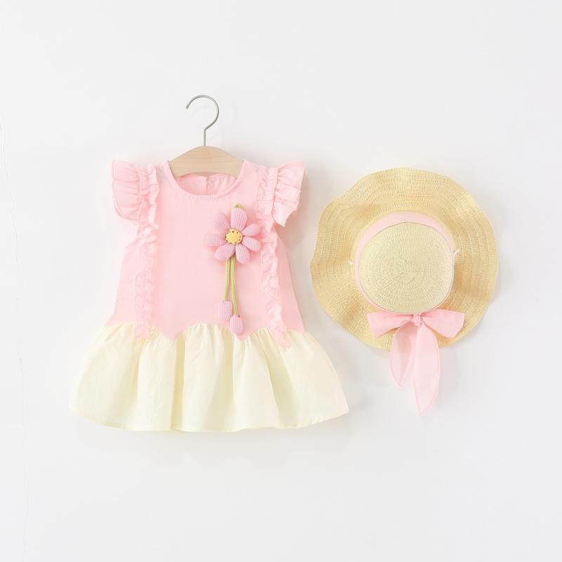 ワンピース 女の子 ベビー キッズ ソフトな肌触り コットン 綿素材 花柄 プリンセスAライン ノースリーブ キャミソールワンピース 夏 普段着 お出かけ かわいい 80cm 90cm 100cm対応 ブルー グリーン ピンク