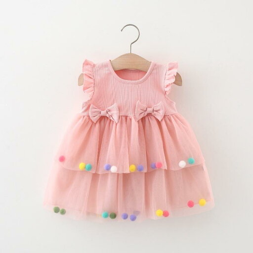 ワンピース キッズ 女の子 ベビー 夏 モダール カラフル ポンポン チュール プリンセスドレス Aライン かわいい 肌触り柔らか ピンク 子供服 お出かけ お呼ばれ 発表会 ワンピース キッズ 女の子 ベビー 夏 モダール カラフル ポンポン チュール プリンセスドレス Aライン かわいい 肌触り柔らか ピンク 子供服 お出かけ お呼ばれ 発表会