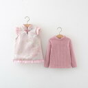 子供服 女の子 ベビー プリンセス 春秋 中華風 花柄 チャイナボタン 長袖Tシャツ ジャンパースカート 2点セット コットン素材 ピンク オフホワイト