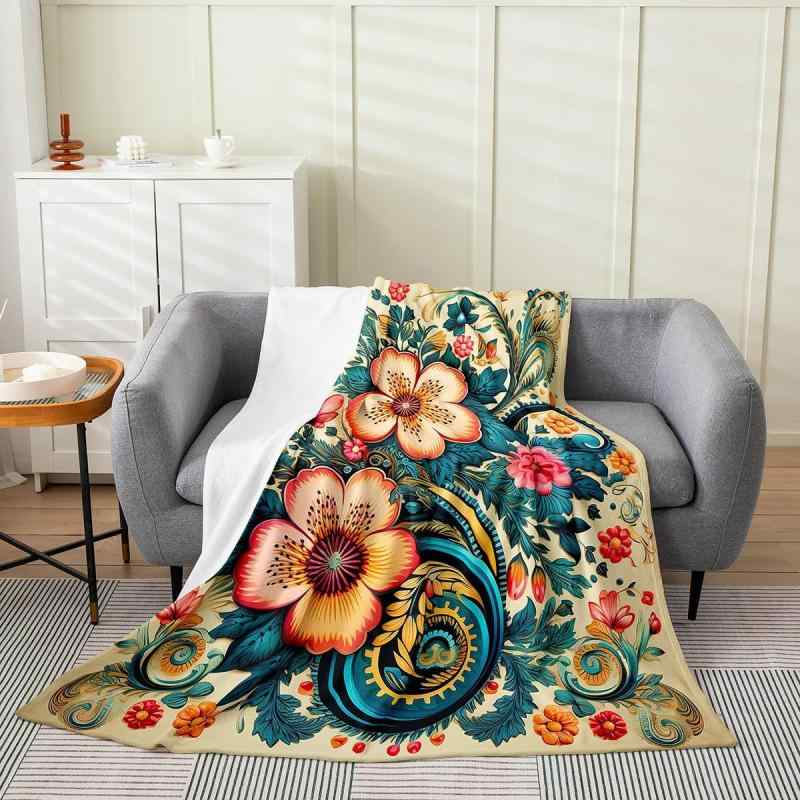 ブランケット ガールズ レトロ 花柄 桜 カラフル フランネル ふわふわ やわらか あったか 毛布 ひざ掛..