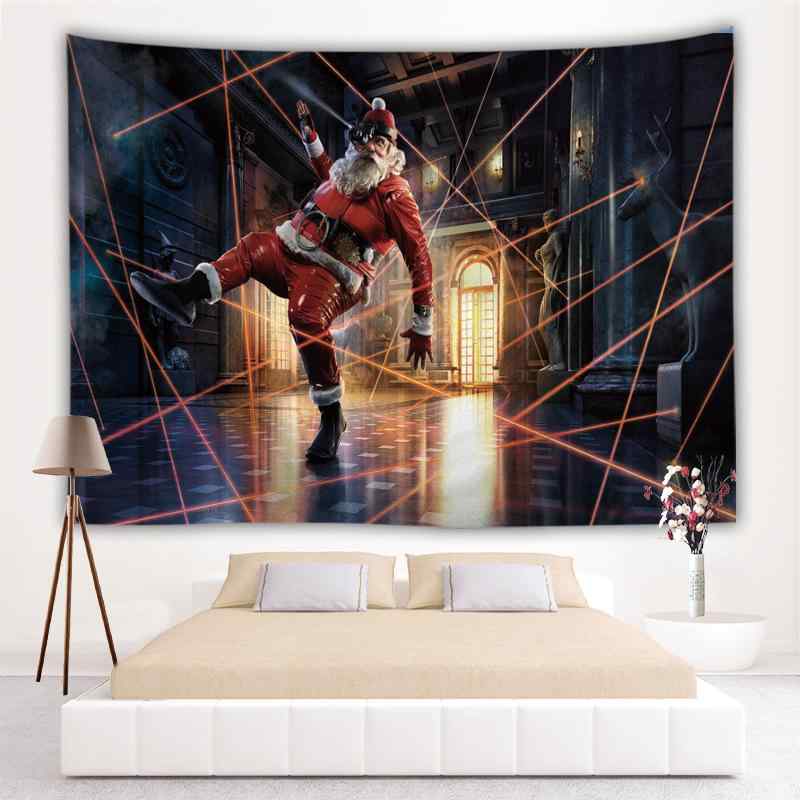 タペストリー クリスマス プリント おしゃれ ポリエステル製 洗える リビング 寝室 壁掛け インテリア ウォールデコレーション 大判 パーティー イベント 装飾布(x2)