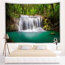 タペストリー 滝柄 ウォーターフォール柄 壁掛け インテリア 装飾布 ポリエステル製 手洗い可能 ウォッシャブル モダン シンプル リビング 寝室 子供部屋 部屋飾り 多目的 スクエア型(x2)
