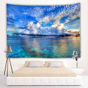 タペストリー オリジナルデザイン デジタルプリント 海柄 ビーチ 背景布 モダン ポリエステル製 リビング 寝室 子供部屋 手洗い可能(x2)