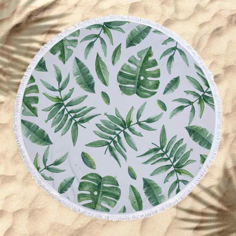 ビーチタオル 円形 花柄 マイクロファイバー 大判 軽量 速乾 吸水 フリンジ付き デジタルプリント 海 プール レジャー 旅行用(x2)