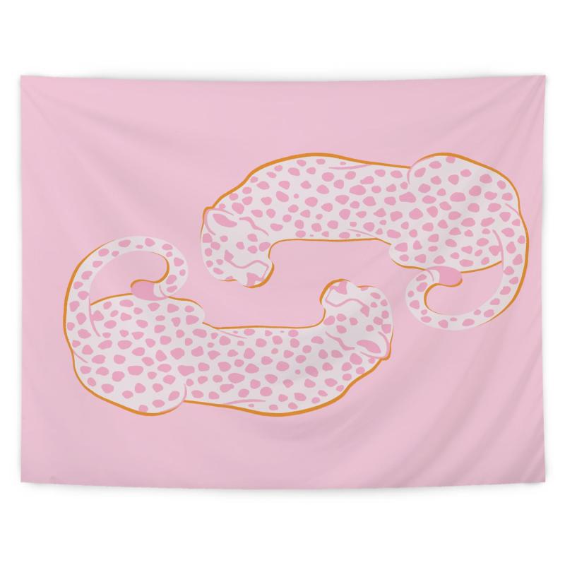 タペストリー ピンク ヒョウ柄 デザイン おしゃれ 北欧風 壁掛け リビング 寝室 書斎 子供部屋 ポリエステル製 ホーム インテリア 背景装飾