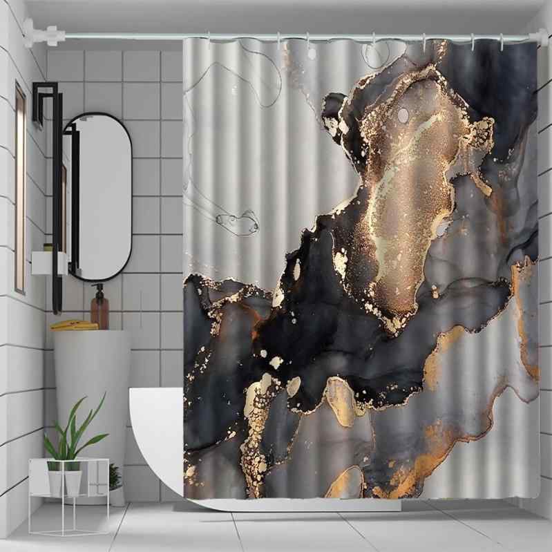 シャワーカーテン バスカーテン 防水 撥水 防カビ 大理石柄 デジタルプリント おしゃれ ポリエステル製 浴室 バスルーム 間仕切り 目隠し 水滴防止 スタイリッシュ モダン
