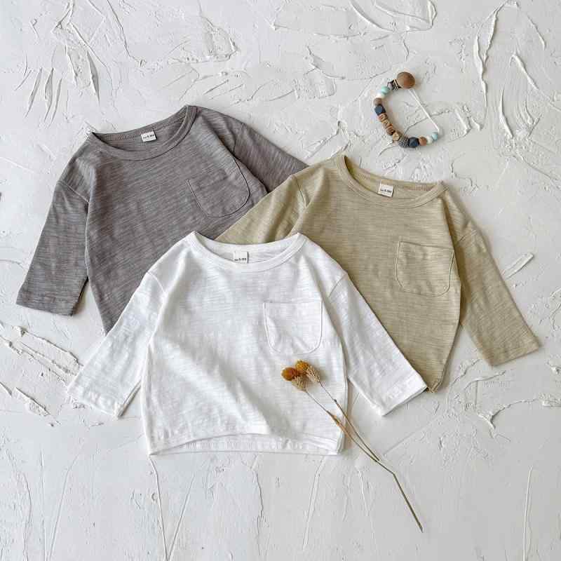 Tシャツ ベビー 男女兼用 抗菌 綿100% 肌触りソフト ゆったり 長袖 丸首 無地 春秋 カジュアル ルームウェア 普段着 乳幼児 1歳 2歳 3歳 ホワイト イエロー ブラウン 60cm 70cm 80cm 90cm 100cm対応