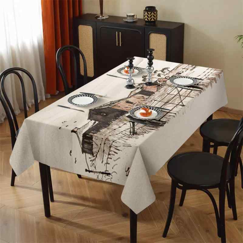 テーブルクロス 3Dデジタルプリント おしゃれ エレガント ダイニングテーブルカバー 食卓 長方形 ポリエステル製 リビング 室内装飾 モダン シンプル 幾何学模様(x2)