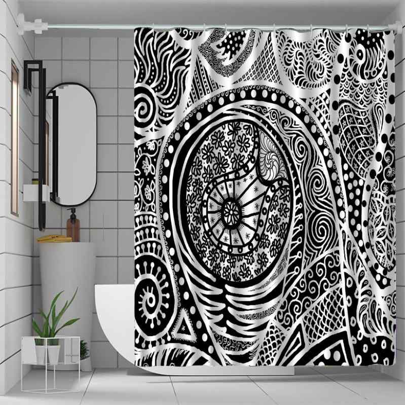 シャワーカーテン 防水 防カビ つっぱり棒対応 ボヘミアン風 デザイン 浴室 バスルーム 間仕切り ポリエステル製 おしゃれ ユニットバス 洗面所 目隠し プライバシー保護