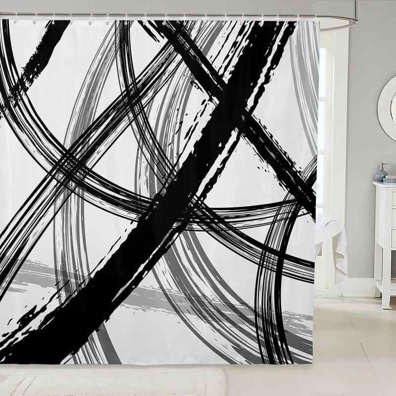 シャワーカーテン 抽象アート柄 デジタルプリント 防水 防カビ バスルーム ユニットバス 間仕切り 目隠し モダン おしゃれ ポリエステル生地 豊富なカラー 幅広いサイズ対応