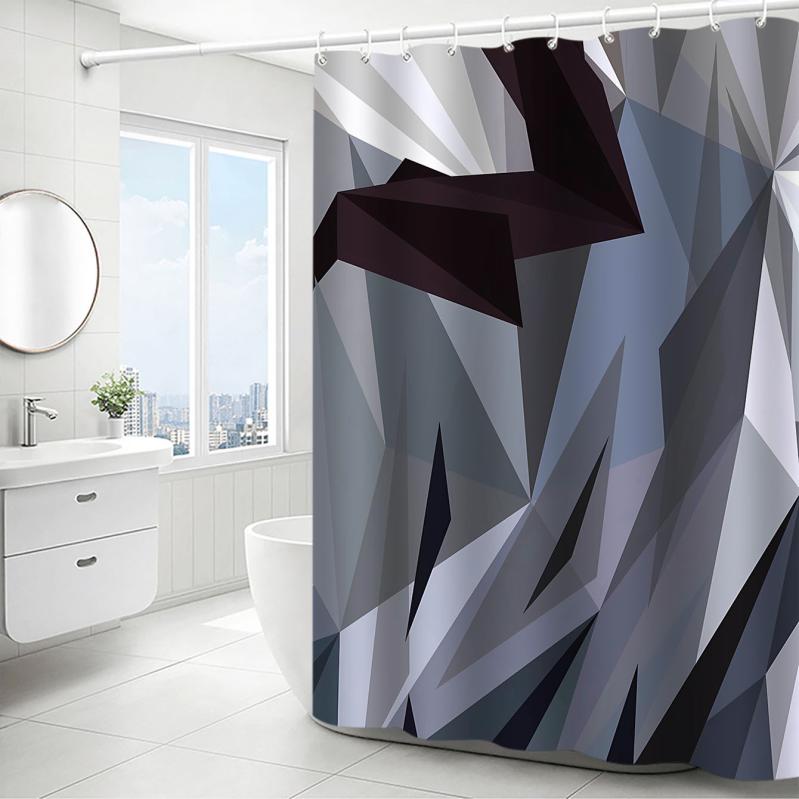 シャワーカーテン 防水 防カビ 乾湿分離 家庭用 お風呂 浴室 洗面所 バスルーム 間仕切り ポリエステル製 アメリカンデザイン