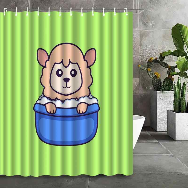 シャワーカーテン 防水 3Dデジタルプリント かわいい動物柄 ポリエステル製 バスルーム 浴室 間仕切り 目隠し 簡単設置 おしゃれ インテリア モダン シンプルデザイン