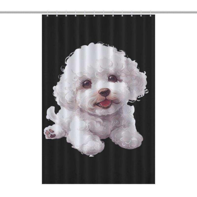 シャワーカーテン 防水 防カビ かわいい 犬 動物柄 デジタルプリント 浴室 バスルーム 洗面所 間仕切り 目隠し 装飾 おしゃれ ポリエステル製 フック付き