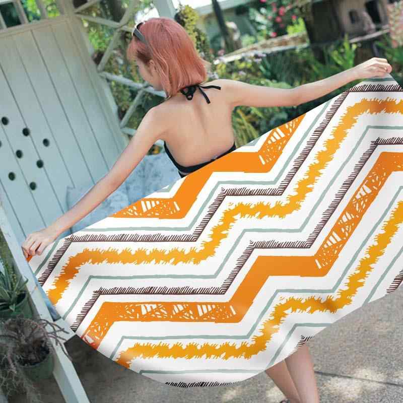 ビーチタオル マイクロファイバー 吸水速乾 正方形 スクエア 幾何学模様柄 大判 海水浴 プール レジャ..
