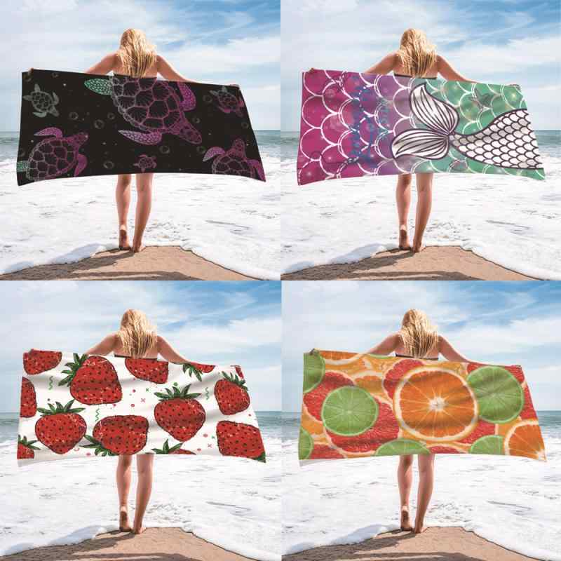 ビーチタオル 大人用 吸水 速乾 軽量 マイクロファイバー プリント柄 カラフルデザイン 海水浴 プール 旅行 レジャー アウトドア スポーツ(x2)