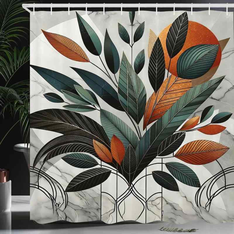 シャワーカーテン カラフルな植物柄 ボヘミアン スタイル デジタルプリント 防水 ポリエステル製 バスルーム 間仕切り フック付き 豊富なサイズ展開