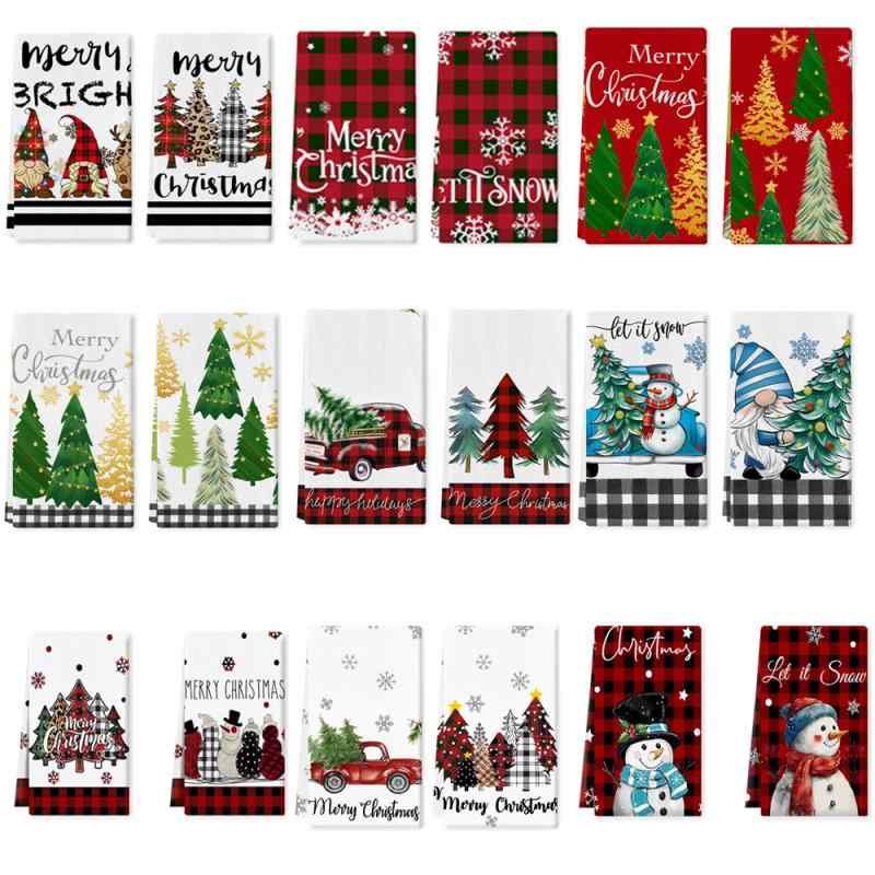 キッチンクロス 超極細繊維 マイクロファイバー 吸水 速乾 クリスマス柄 プリント ふきん 食器拭き 台拭き 手拭き 茶巾 鍋拭き クリスマス飾り デコレーション(x3)