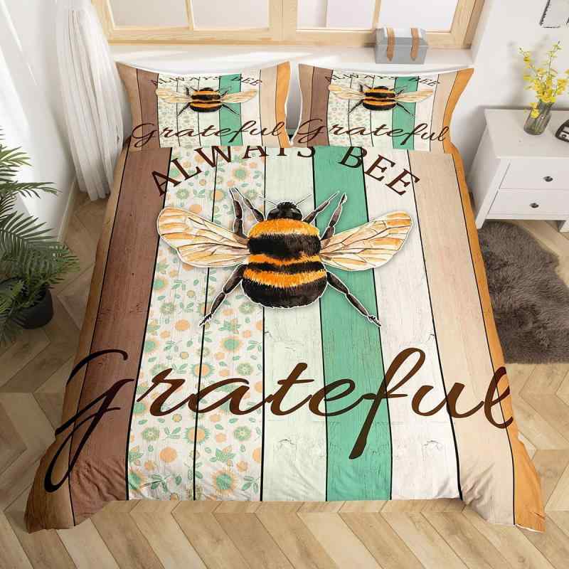 布団カバーセット キッズ 掛け布団カバー かわいい ミツバチ 野生動物 花柄 木目柄 デジタルプリント ..