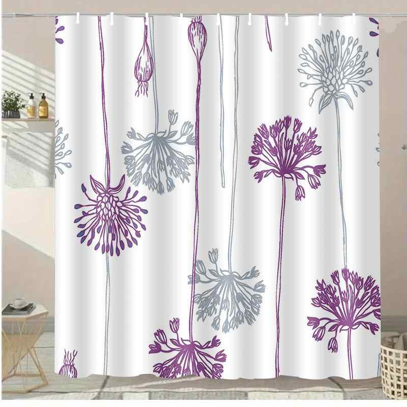 シャワーカーテン 防水 防カビ ポリエステル製 3Dデジタルプリント モダン おしゃれ 浴室 お風呂場 目隠し 間仕切り 取り付け簡単 洗える フック付き