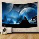 タペストリー オオカミ 月相柄 星空 北欧風 壁掛け インテリア おしゃれ ポリエステル製 リビング 寝室 子供部屋 書斎 ソファカバー 背景布