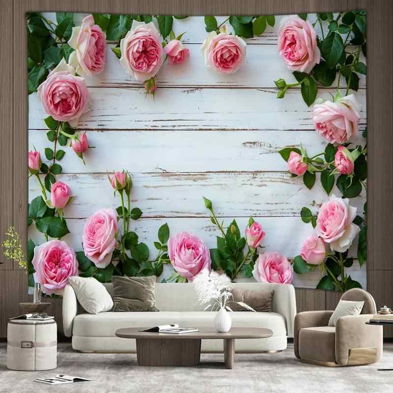 タペストリー おしゃれ 北欧 レトロ調 ガーデン 窓 花 植物 風景 ウォールデコ 壁掛け リビング 寝室 書斎 子供部屋 ダイニング インテリア ポリエステル