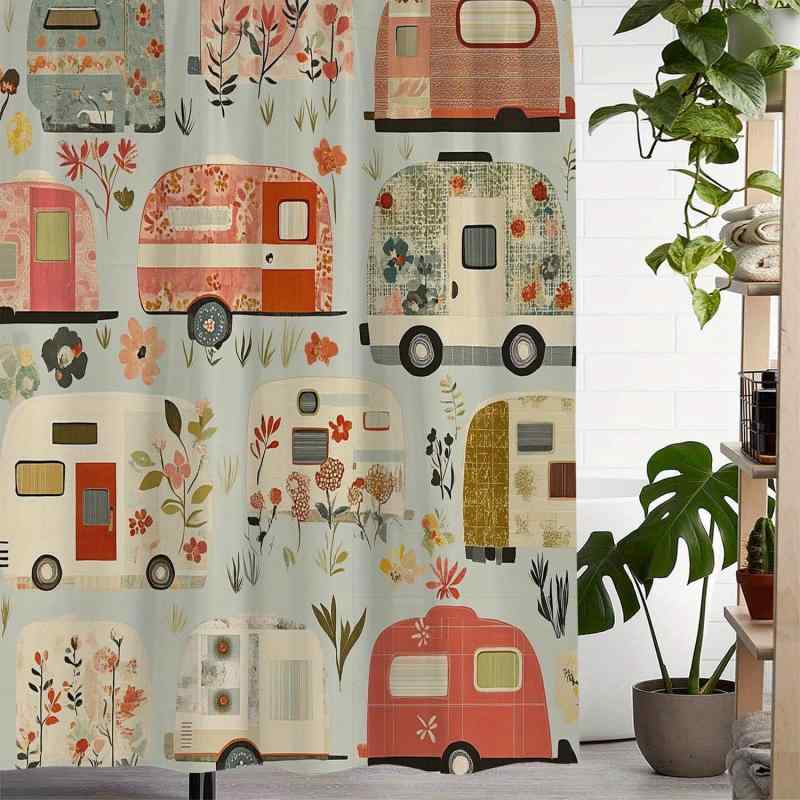 シャワーカーテン 防水 撥水 かわいい キャラクター バス 植物 花柄 デジタルプリント 厚手 ポリエステル素材 浴室用 間仕切り 目隠し フック付き 洗濯可能