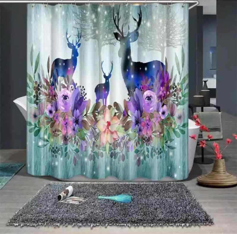 シャワーカーテン 防水加工 速乾性 高品質ポリエステル製 3Dホタル柄 デジタルプリント 浴室 バスルーム 間仕切り 目隠し おしゃれなインテリア 洗える