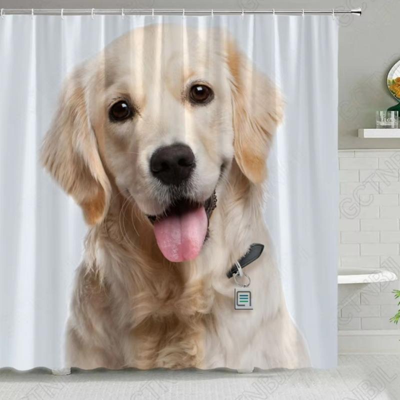 シャワーカーテン 防水性 3Dプリント 立体的な犬柄 動物柄 かわいい おしゃれ バスルーム お風呂用 目隠し 間仕切り インテリア ポリエステル素材