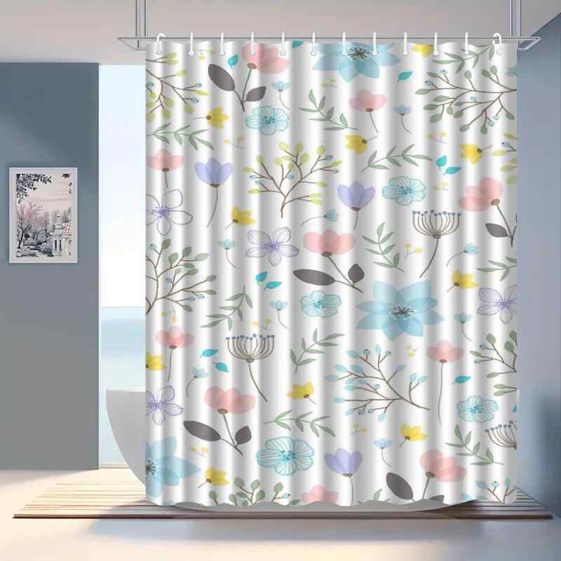 シャワーカーテン 防水 防カビ 3Dデジタルプリント ポリエステル製 穴開け不要 突っ張り棒対応 バスルーム 浴室 お風呂 間仕切り 目隠し モダンデザイン