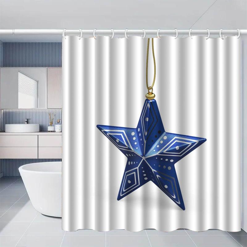 シャワーカーテン 厚手 防水 防カビ バスルーム ホテル用 ポリエステル製 シンプル アメリカン 星柄 雪柄 取り付け簡単 お風呂 浴室