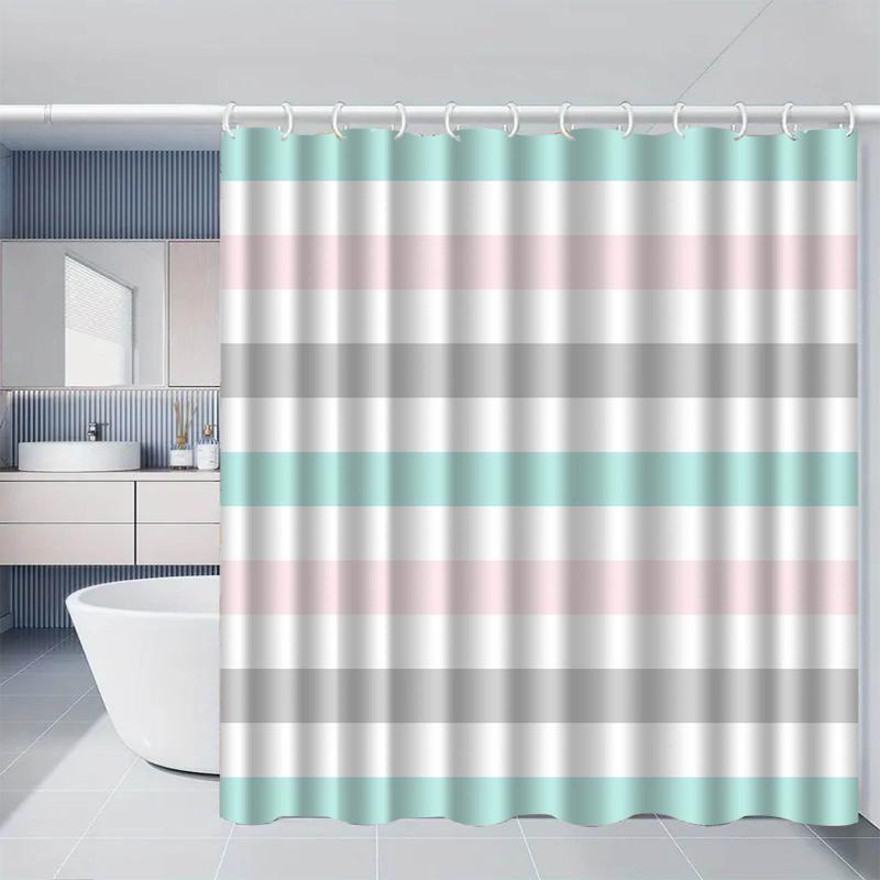 シャワーカーテン 防水 防カビ ポリエステル製 穴あけ不要 フックセット 浴室 洗面所 脱衣所 間仕切り 目隠し シンプルデザイン モダン バスルーム カーテン