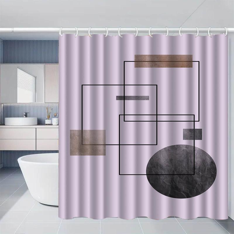 シャワーカーテン 防水 穴あけ不要 突っ張り棒 浴室 バスルーム 間仕切り 目隠し ポリエステル製 モダン シンプル 柄入り ドアカーテン