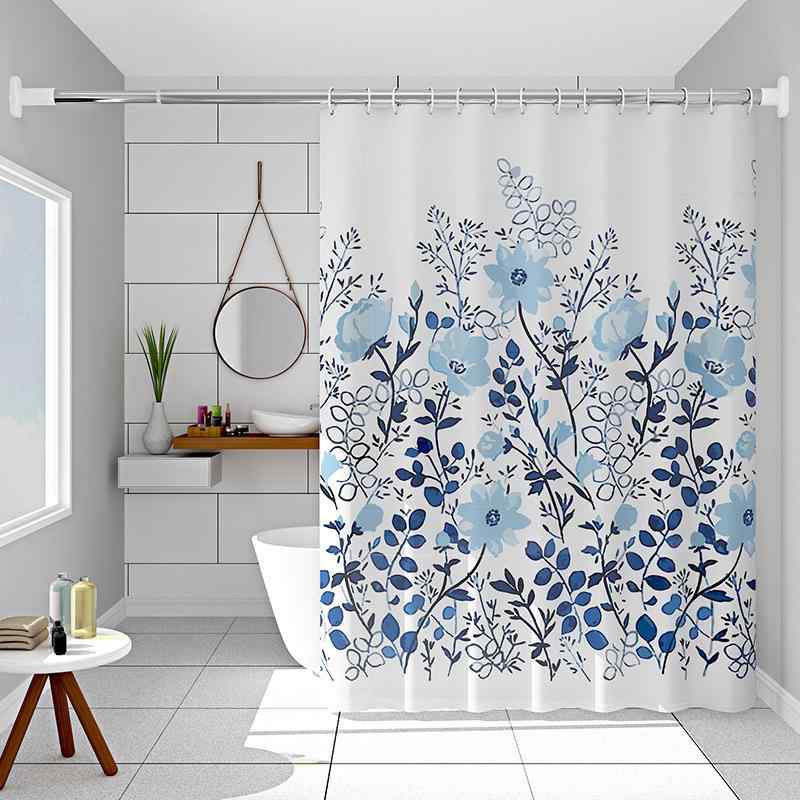 シャワーカーテン 防水 撥水 防カビ PEVA素材 青花柄 バスルーム お風呂 トイレ 洗面所 脱衣所 キッチン 寝室 間仕切り 目隠し