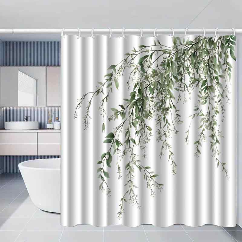 シャワーカーテン 浴室用 防水 防カビ 厚手 つっぱり式 デジタルプリント シンプル柄 ポリエステル製 セット 洗面所 バスルーム ユニットバス おしゃれ 選べるサイズ モダン