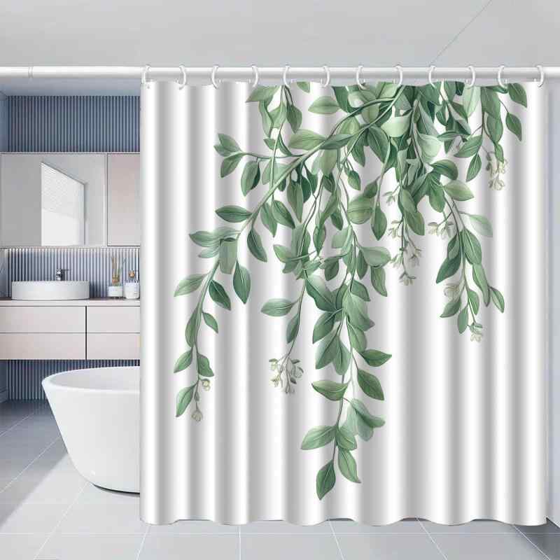 シャワーカーテン 防水 防カビ 厚手 穴開け不要 つっぱり式 ポリエステル製 デジタルプリント モダン シンプル バスルーム用 浴室 間仕切り 目隠し セット