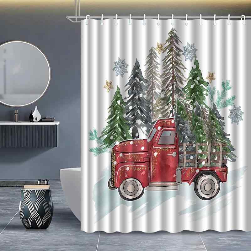 ・カテゴリ: シャワーカーテン・主な素材: ポリエステル・スタイル: アメリカン・柄: クリスマス・サイズ展開: 90×180cm, 120×180cm, 150×180cm, 180×180cm, 180×200cm・特徴: 防水、穴あけ不要