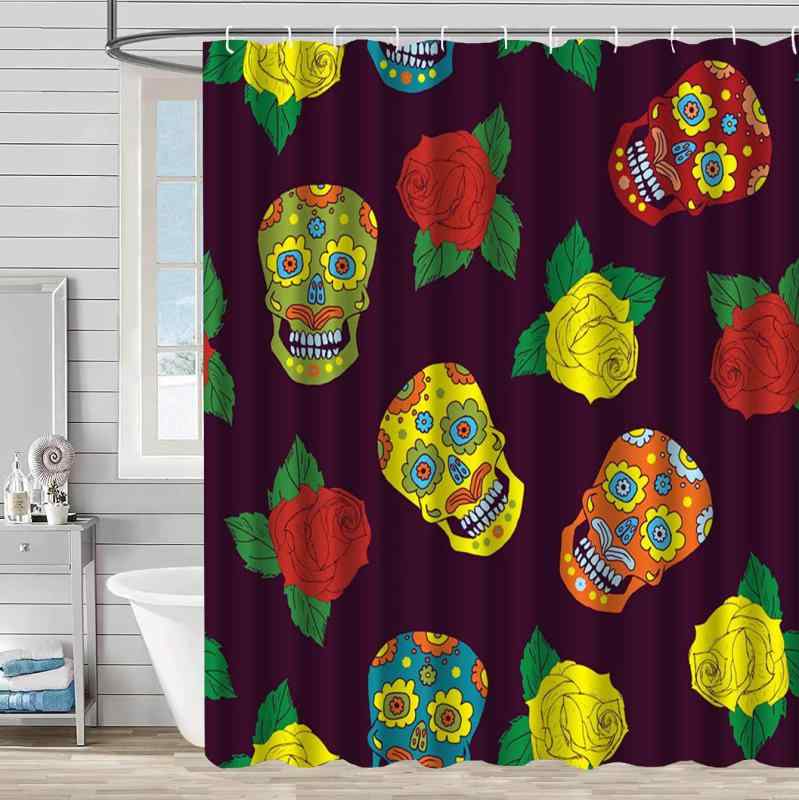 シャワーカーテン 防水 防カビ 厚手 ポリエステル製 シンプル メキシカンスタイル バスルーム用 穴あけ不要 突っ張り棒対応 洗濯可能 多サイズ展開