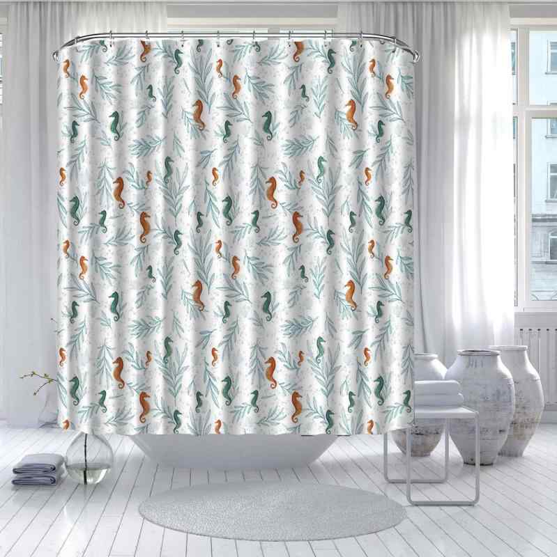 シャワーカーテン 防水 防カビ加工 浴室 バスルーム用 高精細3Dデジタルプリント シンプル柄 ポリエステル素材 目隠し 間仕切り モダン おしゃれ 穴あけ不要