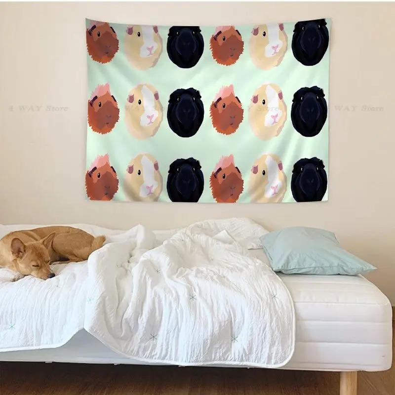 タペストリー かわいい モルモット柄 プリント ボヘミアン風 北欧 壁掛け ウォールアート ファブリックポスター リビング 寝室 子供部屋 インテリア装飾 ポリエステル製