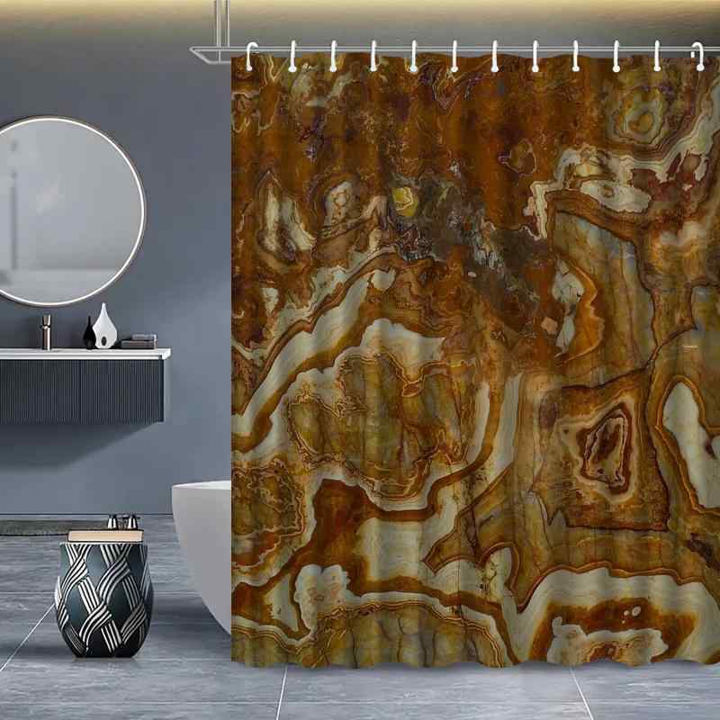 シャワーカーテン 大理石調 マーブル柄 防水 撥水加工 バスルーム用 浴室 間仕切り 目隠し 水はね防止 ポリエステル モダン おしゃれ