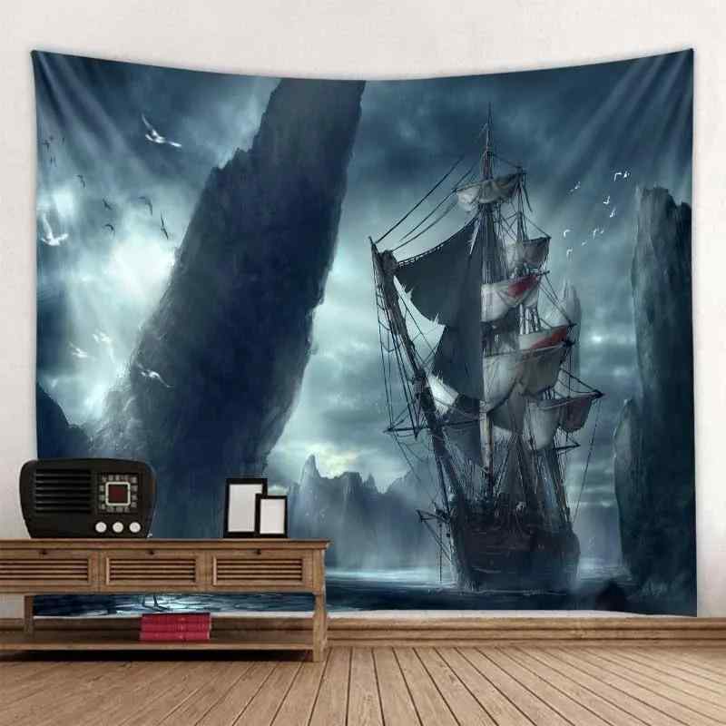 タペストリー 航海 海賊船モチーフ 幻想的な風景画 壁掛け おしゃれ リビング 寝室 インテリア 北欧風 ..