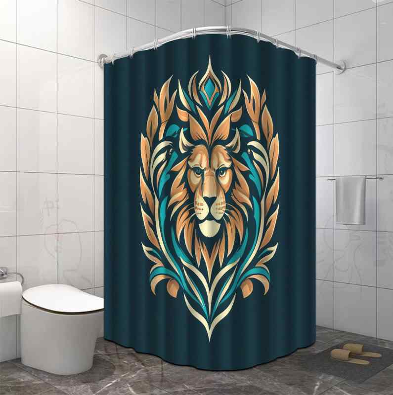 シャワーカーテン 防水 3Dプリント 穴あけ不要 浴室 バスルーム用 ポリエステル ライオン柄 アニマル柄 お風呂 目隠し 仕切り 多サイズ対応