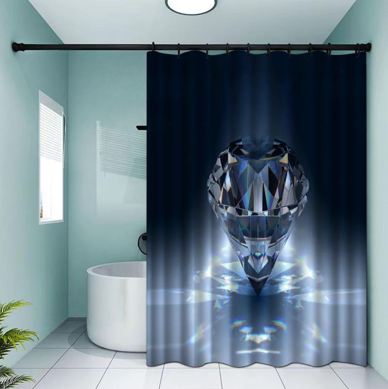 シャワーカーテン 防水 撥水加工 デジタルプリント ジルコニア柄 ポリエステル 高級感 バスルーム ユニットバス 間仕切り 目隠し つっぱり棒対応