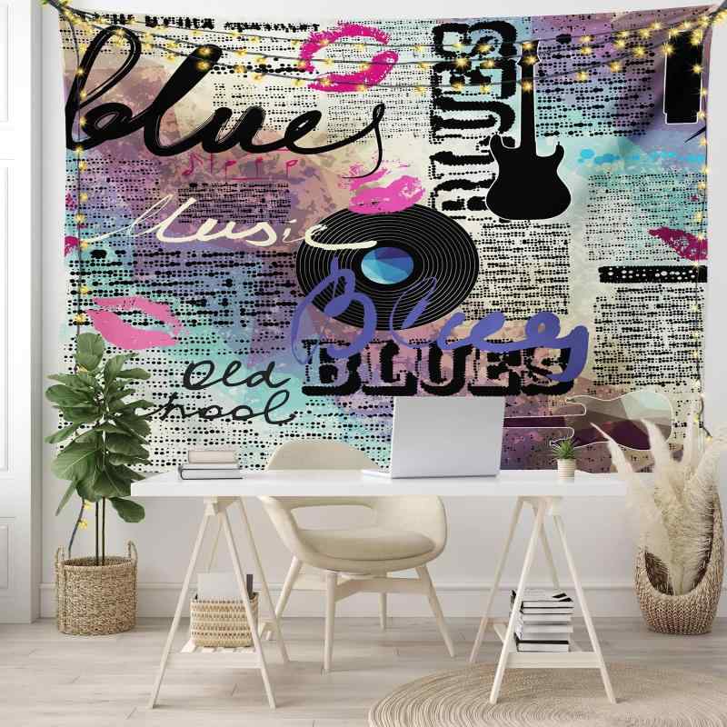 タペストリー レトロ 音楽 レコードプレーヤー クラシック調 壁掛け リビング 寝室 寮 インテリア おしゃれ 北欧風 ポリエステル 大判 書斎 ダイニング 子供部屋 ウォールデコレーション