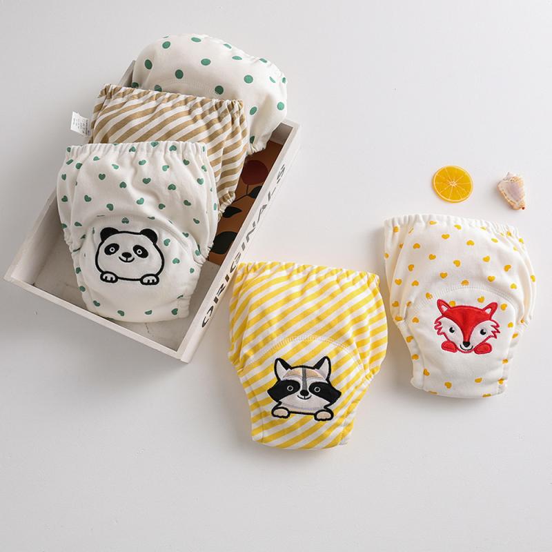 トレーニングパンツ ベビー 綿100% 立体刺繍 ガーゼ 防水 漏れ防止 洗える かわいい アニマル柄 トイレトレーニング練習用 男女兼用 吸湿性 通気性 肌に優しい