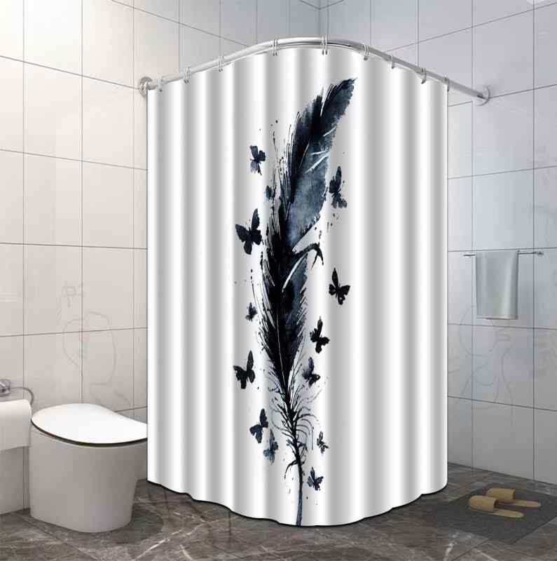 シャワーカーテン 防水 防カビ 3Dデジタル印刷 ポリエステル製 バスルーム 間仕切り ユニットバス 目隠し アメリカン